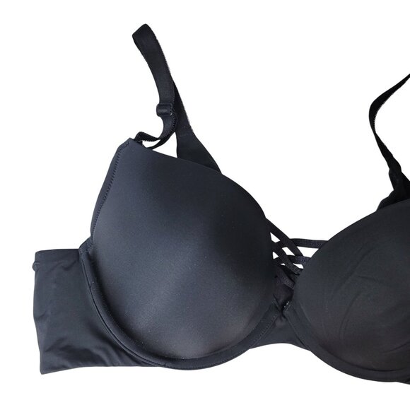 Torrid Curve Push Up Bra Black 44B Underwire Adj Seamless Crisscross XO Plunge - Picture 2 of 9